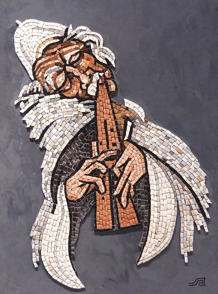 Curla, Wine corks, mosaic by Saimir Strati