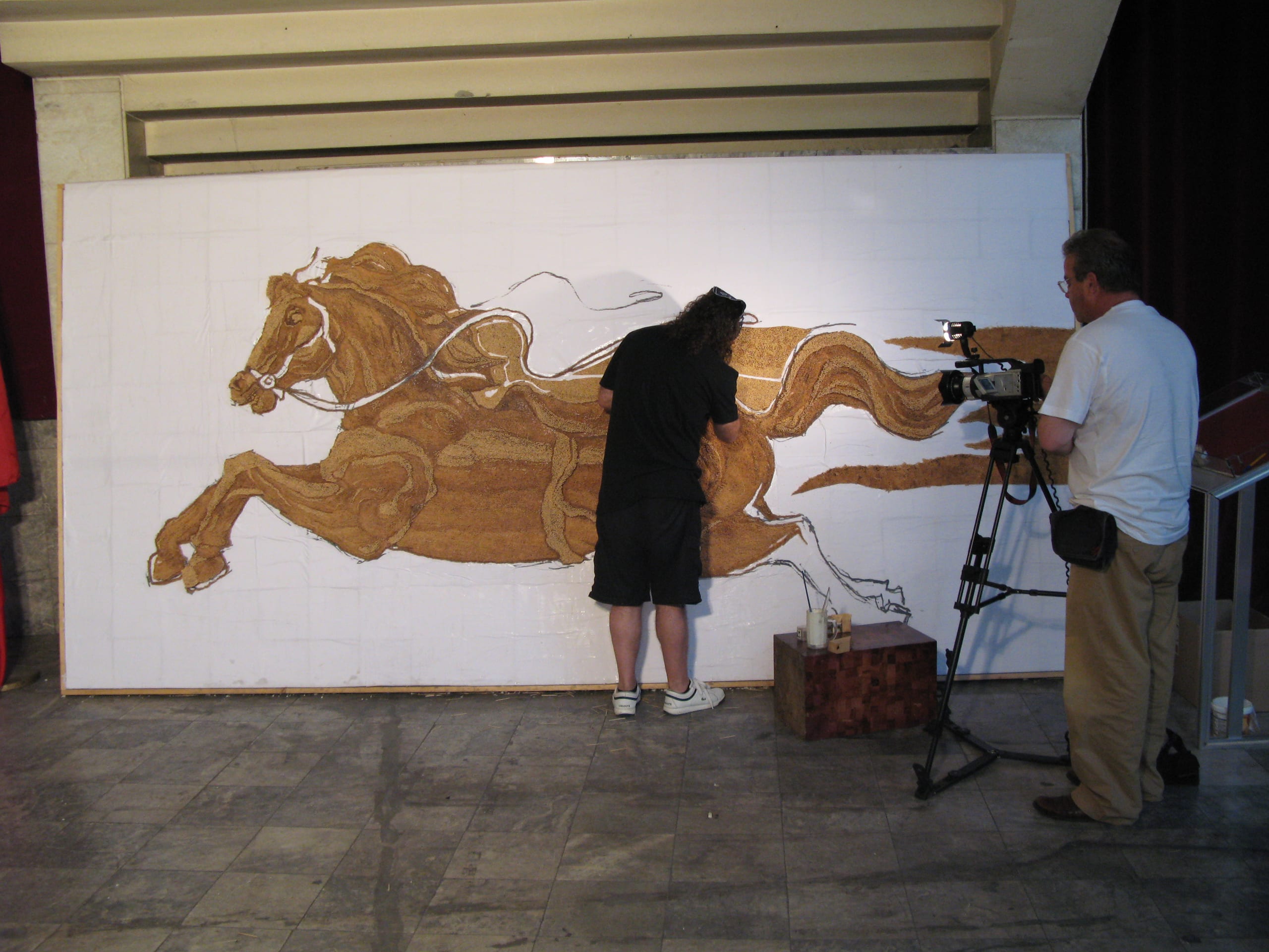 Working on the toothpick mosaic
