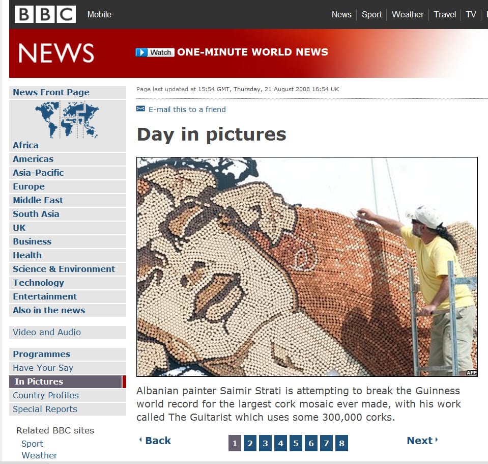BBC coverage of the cork mosaic