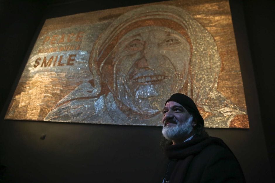 Press photograph of the Mother Teresa mosaic